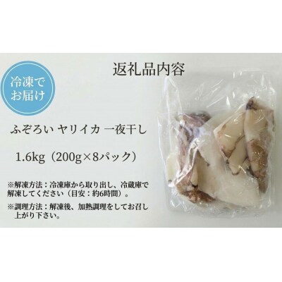 【 訳あり 】 石巻産 ふぞろい ヤリイカ 一夜干し 1.6kg (200g ×8パック) やりいか