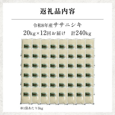 【 令和8年産 】 新米 ササニシキ 20kg< 毎月 20kg 12回 お届け >宮城県 石巻市産