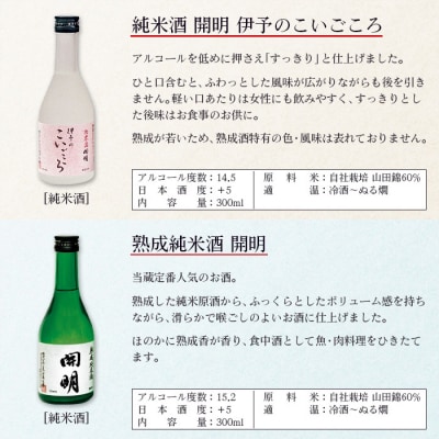 <「開明」長期熟成酒飲み比べ6本セット>　冷酒　ぬる燗　ギフト　愛媛　西予