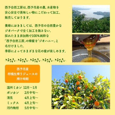 <みかん蜂蜜「ジオハニー」170g×3瓶と柑橘生搾りジュース720ml×1本のセット> ミカン 大地