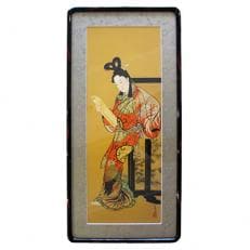 【河鍋暁斎】「文読む美人」シルクスクリーン