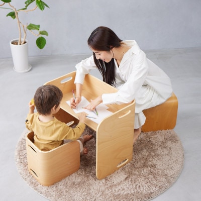 訳あり【HOPPL(ホップル)】コロコロチェア&デスク(ナチュラル)