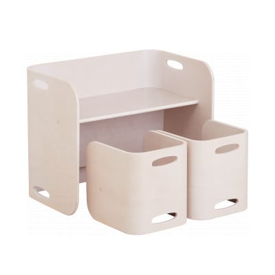 訳あり【HOPPL(ホップル)】コロコロチェア&デスク(アイボリー)