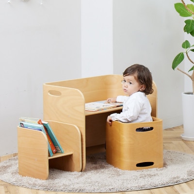 訳あり【HOPPL(ホップル)】コロコロチェア&デスク(ブラックウォールナット)