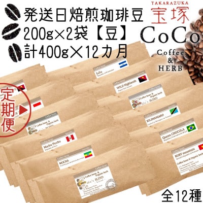 【毎月定期便】【宝塚】12ヶ月の定期便 Z【豆】(発送日自家焙煎珈琲豆・全12種類)全12回