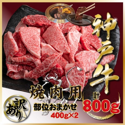 訳あり 神戸牛 部位おまかせ焼き肉 計800g TZY1-2 【2026年4月より順次発送】