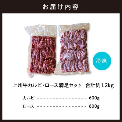 上州牛カルビ ロース 満足セット 1.2kg(各600g×2パック) ch013-003hr