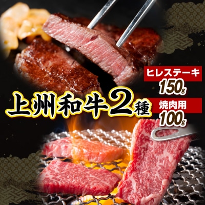 上州和牛 ヒレステーキ150g&焼肉用100g 計250g (冷凍) ch048-013