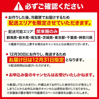 《12月31日着指定》料理人が仕立てる上州牛 謹製の生おせち2段 12品 千代松 ch055-001