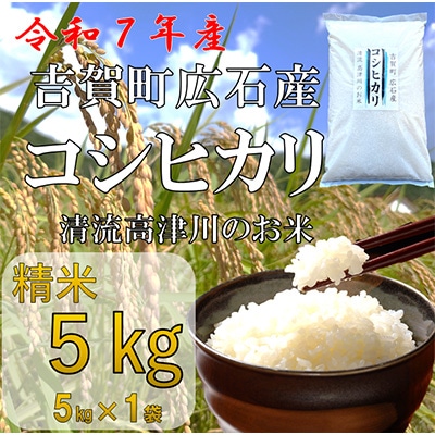 令和7年産　吉賀町広石産コシヒカリ　清流高津川のお米　精米5kg