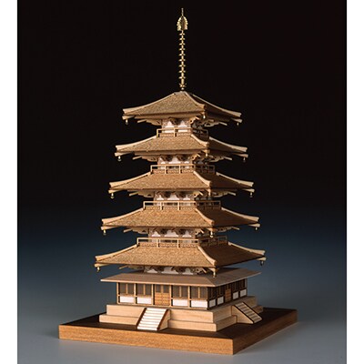 ウッディジョーの木製模型キット (1/150 法隆寺 五重塔)のレビュー  