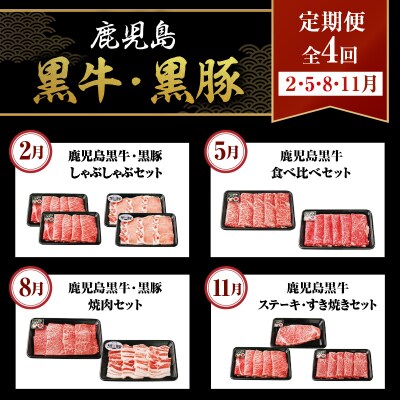 鹿児島黒牛・黒豚定期便(全4回)　K127-T01