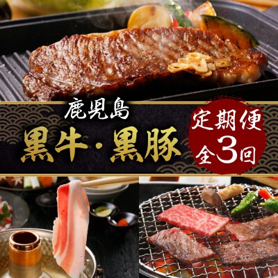鹿児島黒牛・黒豚定期便(全3回)　K127-T02