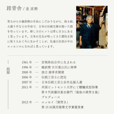 「踏青舎」【越前焼】市松六寸皿