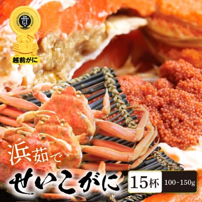 「越前がに」「この道50年の職人が選ぶ」浜茹せいこがに　100～150g　15杯