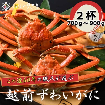 【3月より順次発送!】浜茹で越前ずわい700～900　2杯　かに酢&かにスプーン付き