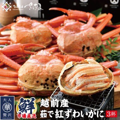 【1月より順次発送!】越前港浜茹で紅ずわいがに　3杯
