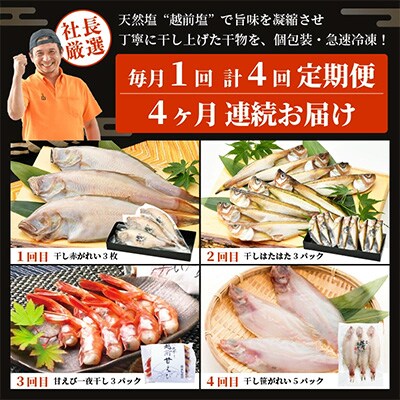 2023年4月発送開始『定期便』魚の街「越前」より4か月連続干物のお届け!全4回