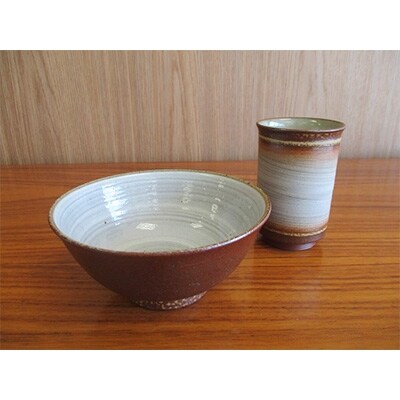 越前焼(飯碗&湯呑)とコシヒカリ(1kg)セット