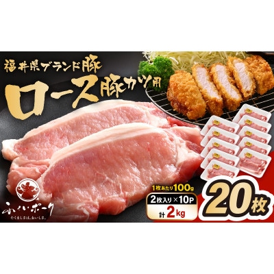 「福井県ブランド豚」ふくいポーク ロース 100g × 20枚 合計2kg(2枚入り × 10p)