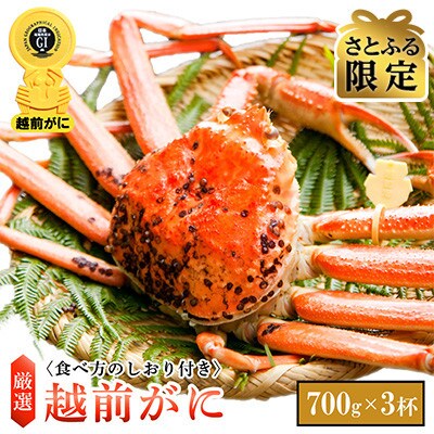 【さとふる限定】≪浜茹で≫越前がに 小サイズ × 3杯【1月発送分】