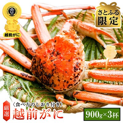【さとふる限定】≪浜茹で≫越前がに 中サイズ × 3杯【1月発送分】