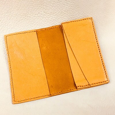【鹿革】ビジネスセット(ネームホルダー&名刺入れ)黄