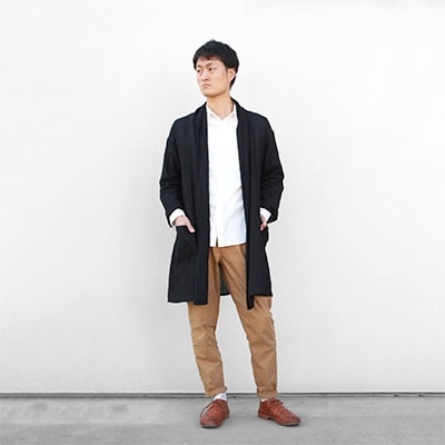 HUIS遠州織物ウォッシャブルウールロングカーディガン(黒)sizeF