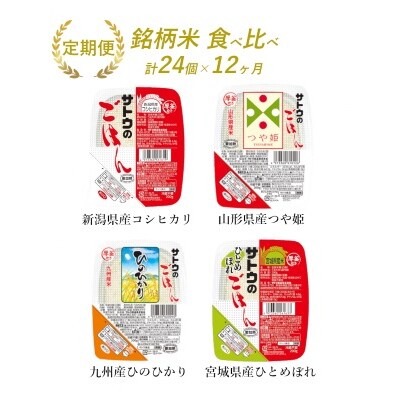 【12ヶ月定期便】サトウのごはん　銘柄米食べ比べセット　24個※