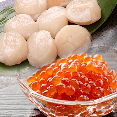 【食べ切りサイズ】刺身用冷凍ほたて貝柱(200g×8)・北海道産醤油いくら(50g×8)とのセット