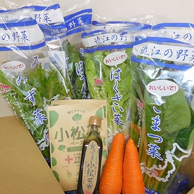 横江ファームで栽培「季節の野菜」と「かける小松菜ソース」セット