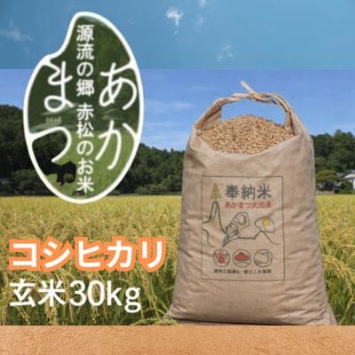 源流の郷　赤松のお米　新米9月発送「赤松大田楽奉納米」コシヒカリ玄米30キロ