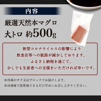 厳選天然本マグロ　大トロたっぷり500g【数量限定】