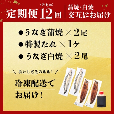 蒲焼き・白焼きを交互にお届け!国産うなぎ2尾【全12回定期便】