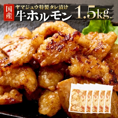 ヤマジュウの特製タレ漬け!国産牛ホルモン1.5kg