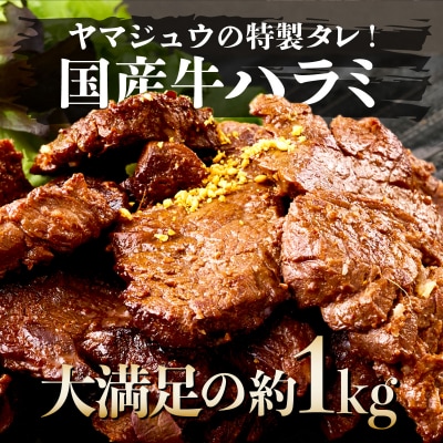ヤマジュウの特選タレ漬け!牛ハラミ肉1kg&国産牛ホルモン600g
