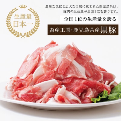 【鹿児島県産】黒豚 切り落とし 計1.8kg (600g×3袋)
