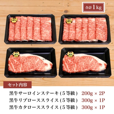 【鹿児島黒牛】5等級 サーロインステーキ2枚・すきやき用600g JA食肉かごしま