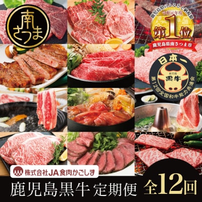【JA食肉かごしま】鹿児島黒牛定期便(全12回) ステーキ すき焼き しゃぶしゃぶ 定期便
