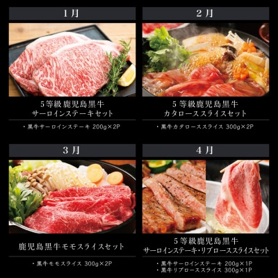 【JA食肉かごしま】鹿児島黒牛定期便(全12回) ステーキ すき焼き しゃぶしゃぶ 定期便