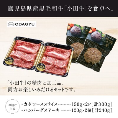 【プレミアムブランド】鹿児島県産黒毛和牛「小田牛」 カタロースすき焼用 300g & ハンバーグ