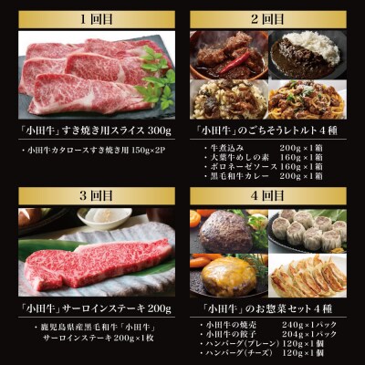 【全4回 プレミアムブランド和牛「小田牛」定期便 (お試し)】 鹿児島県産黒毛和牛 