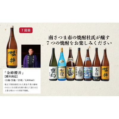 【定期便】本格芋焼酎 蔵元厳選定期便 全7回(一升瓶コース 薩摩焼黒千代香付き)