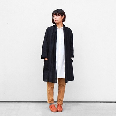 Huis遠州織物ウォッシャブルウールロングコート 黒 お礼品詳細