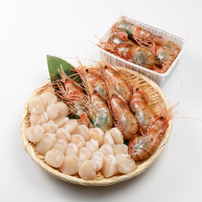 北海道産ボタンエビ1kg＋刺身用ホタテ500g