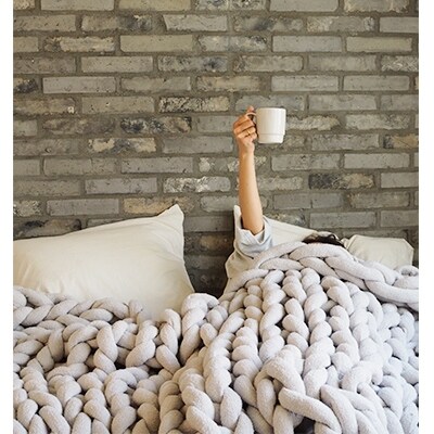 Cloudy Hand Knit Blanket　Mサイズ　ライトベージュ MWCA-002