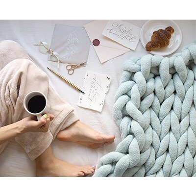 Cloudy Hand Knit Blanket　LLサイズ　ライトグリーン MWCA-000