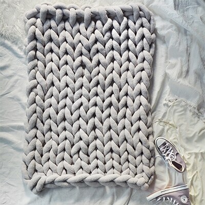 Cloudy Hand Knit Blanket　LLサイズ　ライトグレー MWCA-000
