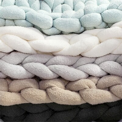 Cloudy Hand Knit Blanket　LLサイズ　ライトグレー MWCA-000