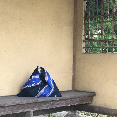 伝統織物蕨双子織　あずま袋　(紺)